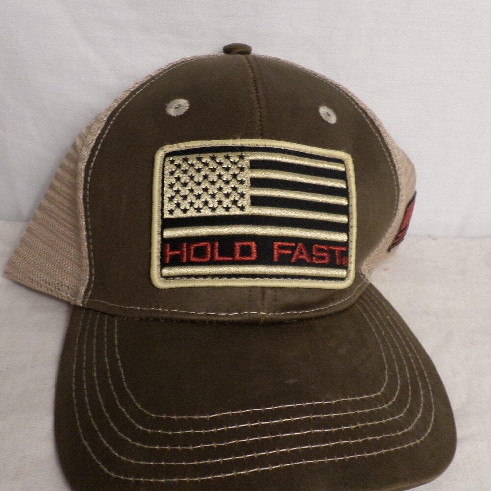 Hold Fast Flag Red & Tan Mesh Back Hat NWT One Size Fits Most